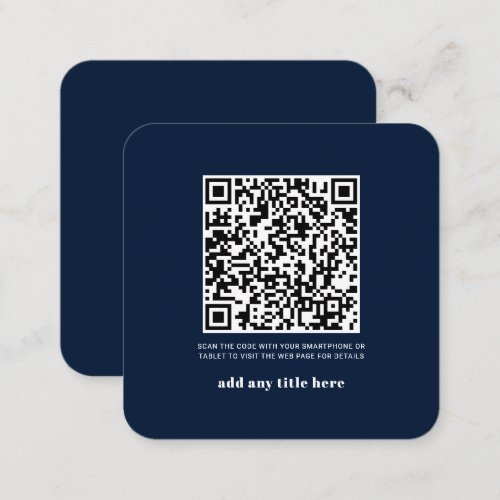 RSVP QR Code Modern Modern Any Occasion Navy Blue Note Card