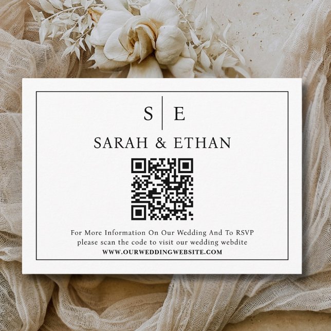 Rsvp Qr Code Modern Wedding Online Reply Website Enclosure Card (Creator Uploaded)