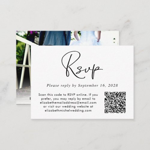 RSVP QR Code Photo Wedding Enclosure Card