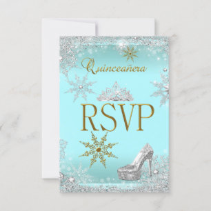 RSVP Quinceanera 15 Silver Teal Gold Elite Card