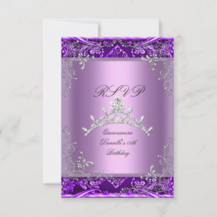 RSVP Quinceanera 15th Birthday Party Purple Lilac Card