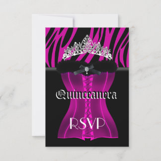 RSVP Quinceanera Pink Zebra Black Tiara Corset
