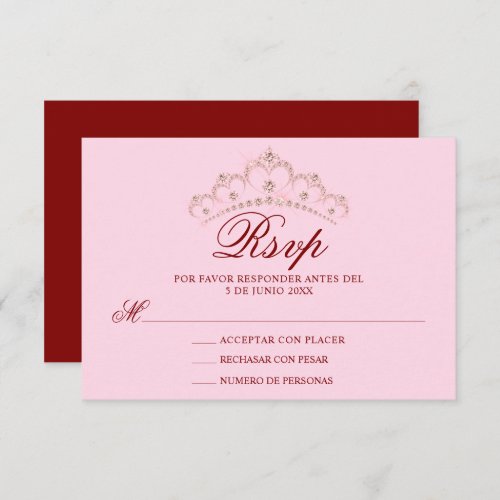 RSVP Red Pink Spanish Quinceaera Quince