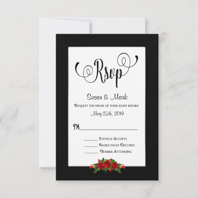 RSVP, Red Roses Collection/Black/Red RSVP Card (Front)