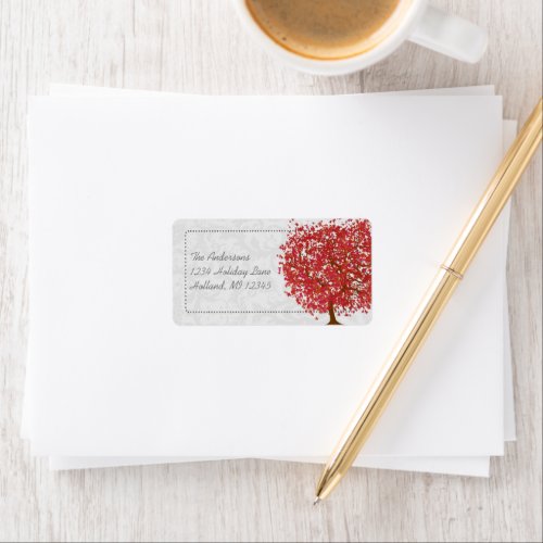 RSVP Red Tree Fall Autumn Leaves Return Address Label