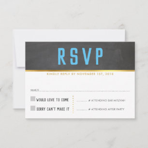 RSVP REPLY CARD smart bold type gold gray aqua