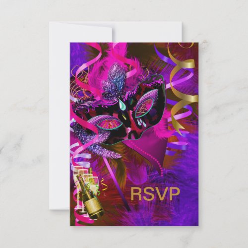 RSVP Reply Masquerade Masks Champagne