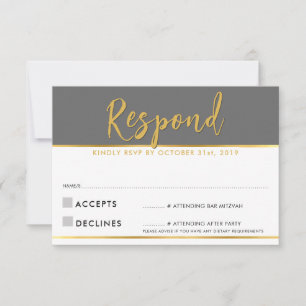 RSVP REPLY modern simple grey gold