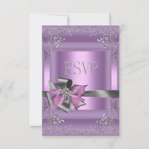 RSVP Reply Party 21st Lilac Pink Silver Grey Card