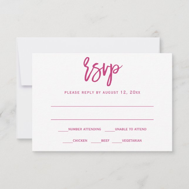 RSVP / Reply Postcard | Brush Calligraphy-Magenta (Front)
