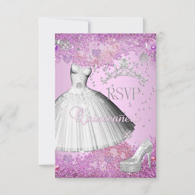 RSVP Reply Quinceanera Pink Tiara Dress Shoe (Front)