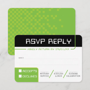 RSVP REPLY RESPONSE 2 modern gamer black green Invitation