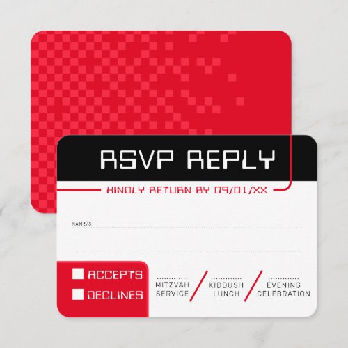 RSVP REPLY RESPONSE 2 modern gamer black red