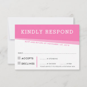 RSVP REPLY RESPONSE CARD simple modern angles pink
