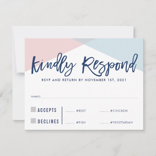 RSVP REPLY RESPONSE elegant pink blue meals big