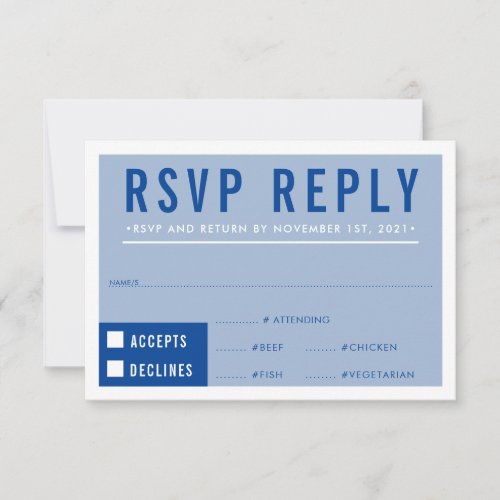 RSVP REPLY RESPONSE modern block royal blue