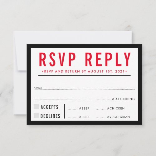 RSVP REPLY RESPONSE modern bold boy black red