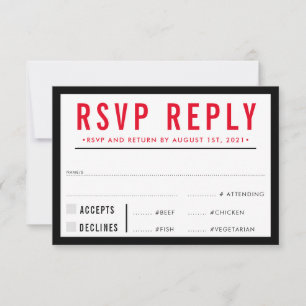 RSVP REPLY RESPONSE modern bold boy black red