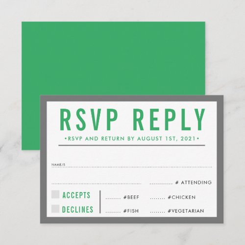 RSVP REPLY RESPONSE modern bold boy gray green