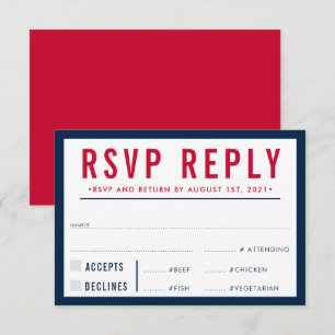 RSVP REPLY RESPONSE modern bold boy navy red
