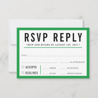 RSVP REPLY RESPONSE modern bold kelly green