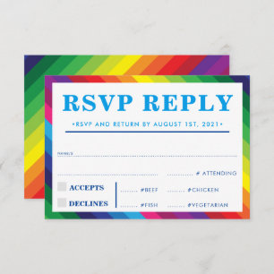 RSVP REPLY RESPONSE modern colorful rainbow stripe