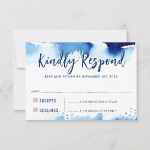 RSVP REPLY RESPONSE modern dark blue watercolor