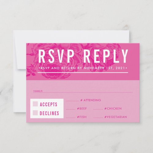 RSVP REPLY RESPONSE modern elegant floral pink