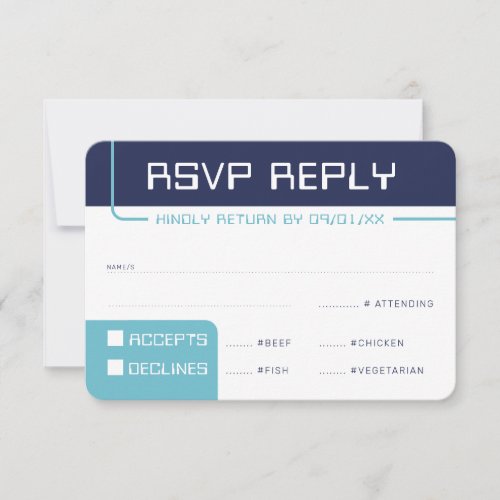 RSVP REPLY RESPONSE modern gaming navy aqua blue Invitation