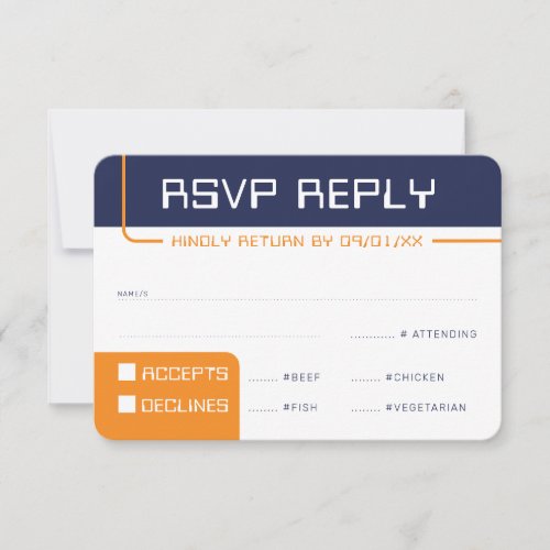 RSVP REPLY RESPONSE modern gaming navy blue orange Invitation