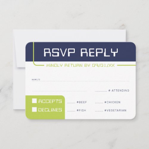 RSVP REPLY RESPONSE modern gaming navy lime green Invitation
