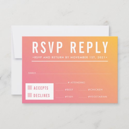 RSVP REPLY RESPONSE modern pink yellow gradient