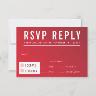 RSVP REPLY RESPONSE modern red burgundy gradient