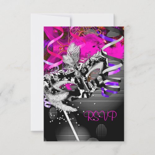 RSVP Reply Response Party Mask Silver Pink 2