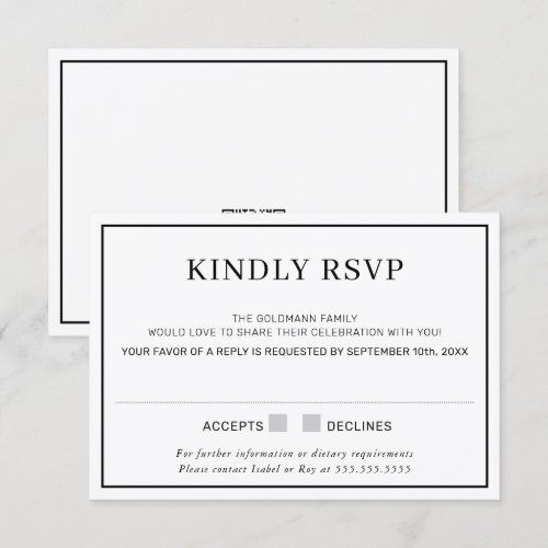 RSVP REPLY RESPONSE simple minimal border black Invitation