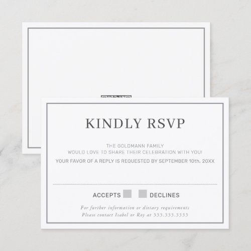 RSVP REPLY RESPONSE simple minimal border gray Invitation