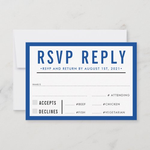 RSVP REPLY RESPONSE simple modern bold royal blue