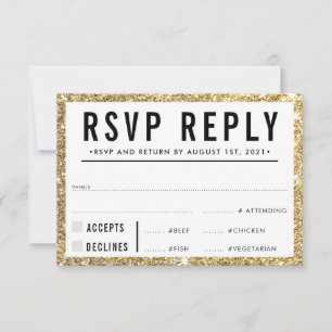 RSVP REPLY RESPONSE simple modern gold glitter