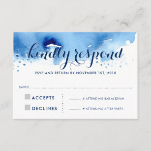 RSVP REPLY RESPONSE smart navy blue watercolor