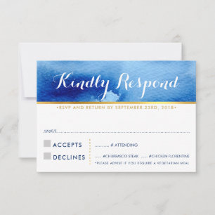 RSVP REPLY RESPONSE stylish blue watercolor
