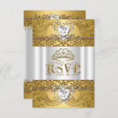 RSVP Reply Response White Gold Quinceanera (Front/Back)