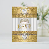 RSVP Reply Response White Gold Quinceanera (Standing Front)