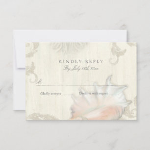 RSVP Response Beach Seashell Conch Shell Wooden