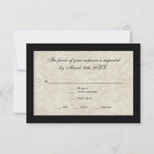 RSVP Response, Black n White Circle Damask Card