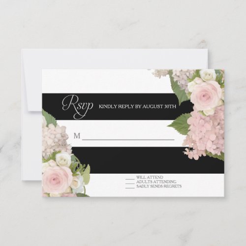 RSVP Response Black White Striped w Pretty Floral