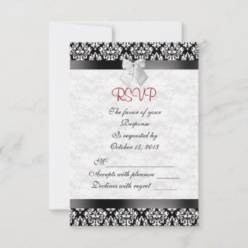 Rsvp Response Card Damask Black And White by Irisangel at Zazzle