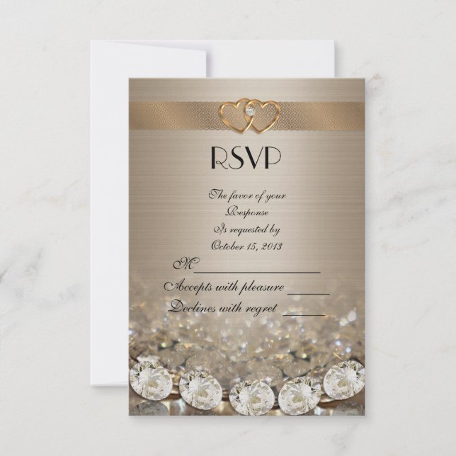 RSVP response card gold and diamonds (Front)