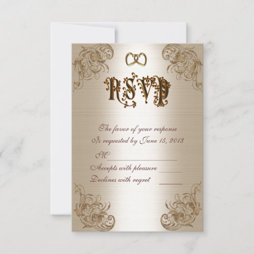 RSVP response card gold satin-look