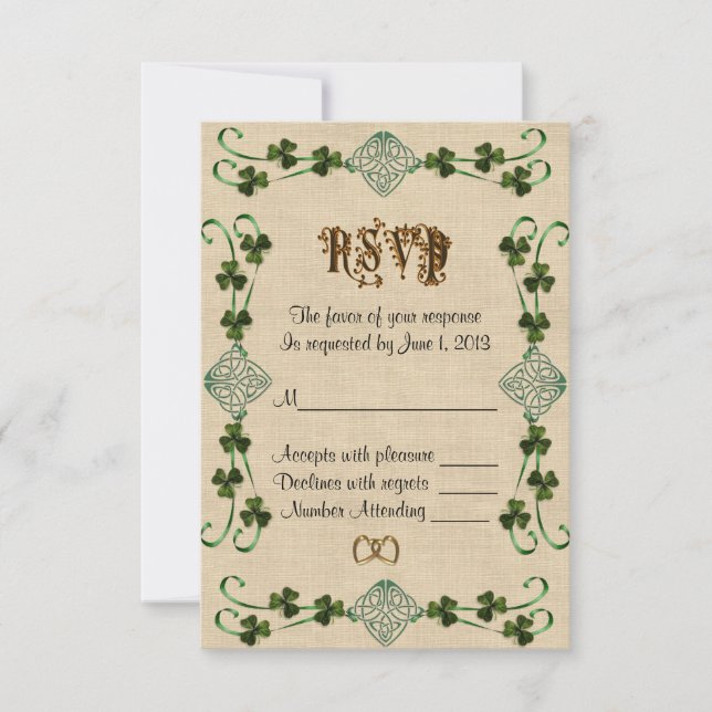 RSVP response card Irish Unity knot (Front)