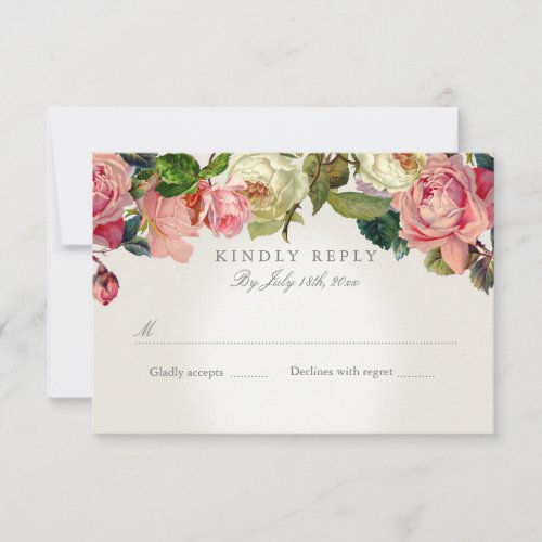 RSVP Response Card MODERN Typography Vintage Rose